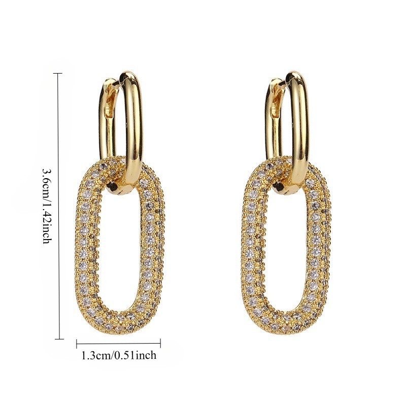 Gold Alloy-inlaid lustrous metal earrings Earrings Double Drop Earrings forWomen
