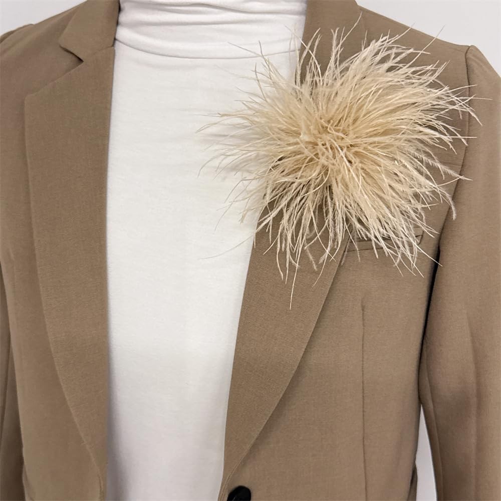 Dainty Feather Flower Large Brooch Pin for Women Men Elegant Oversized Floral La