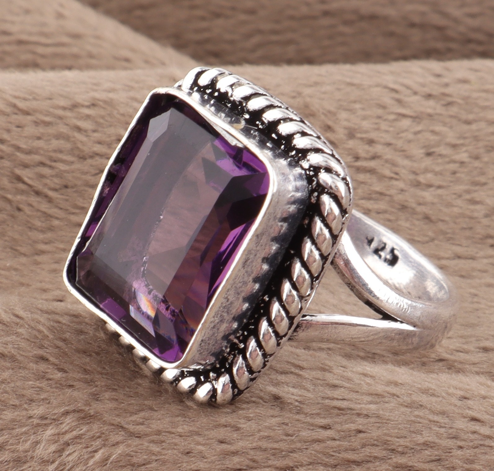 African Amethyst Gemstone 925 Sterling Silver Handmade Jewelry Ring All Size