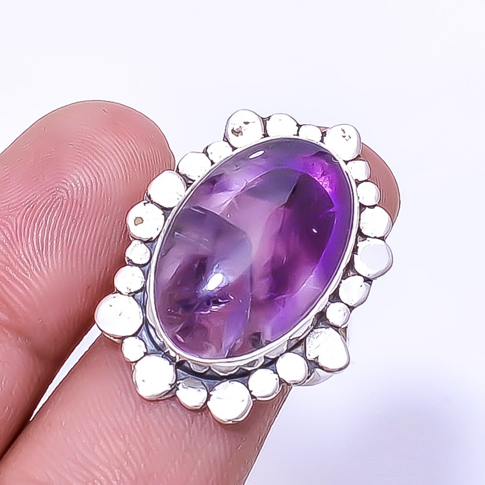 Trapiche Amethyst – Brazil Designer Handmade 925 Sterling Silver Ring S.8 R10