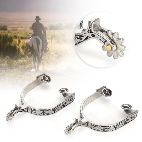 1 Pair Horse Spurs, Boot Spurs for Men Women, Stainless Steel West Cowboy