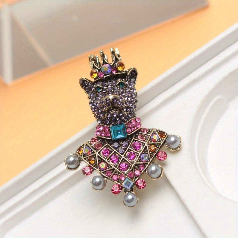 Animal Bear Wear Crown Brooches Cartoon King Brooch Men’s Corsage Pin