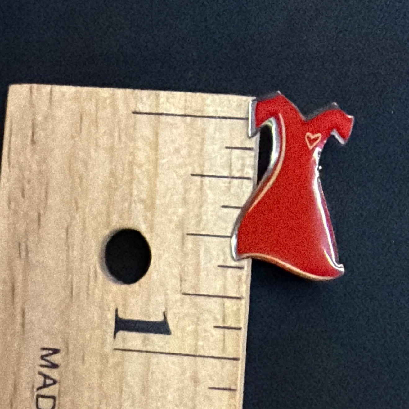 Enamel Pin Women OS Red Dress Heart Lapel Pin Silver Tone Accessory