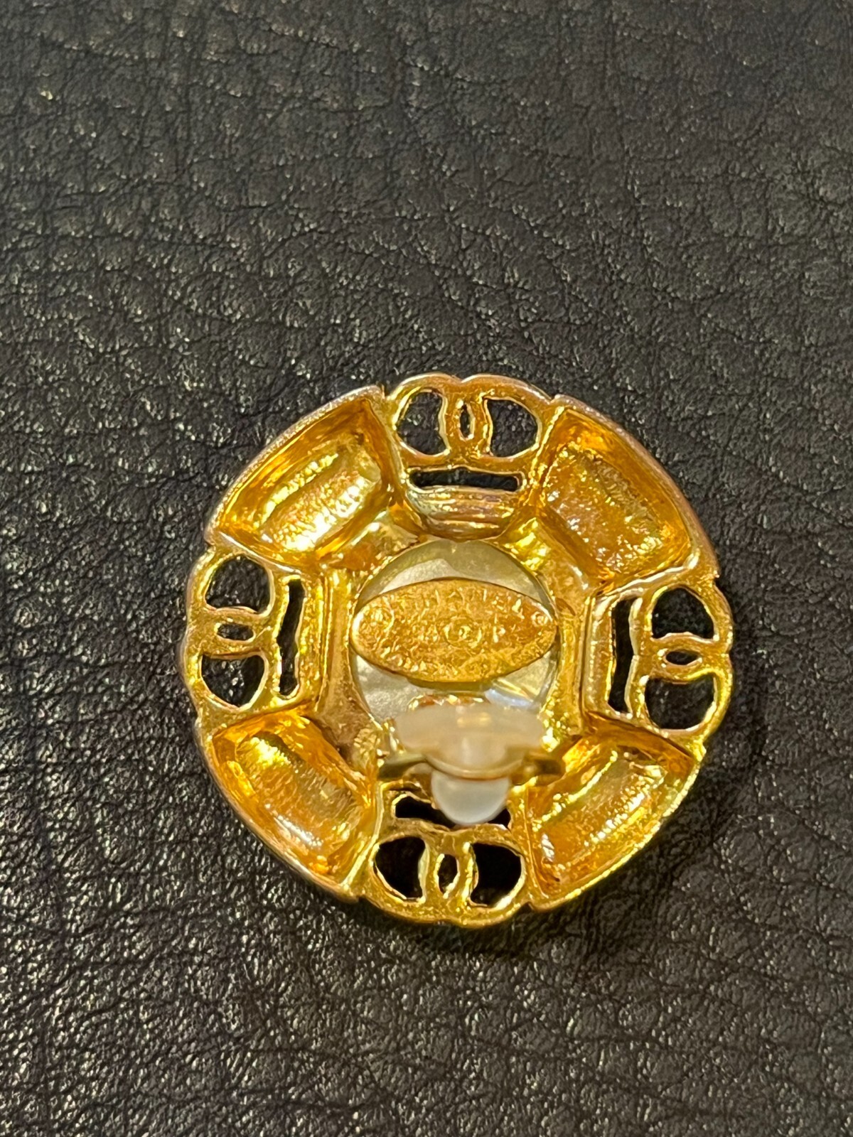 CHANEL Earrings AUTH Coco CC Logo Rare Vintage Gold 94P 4 CC Pearl 3.1cm F/S