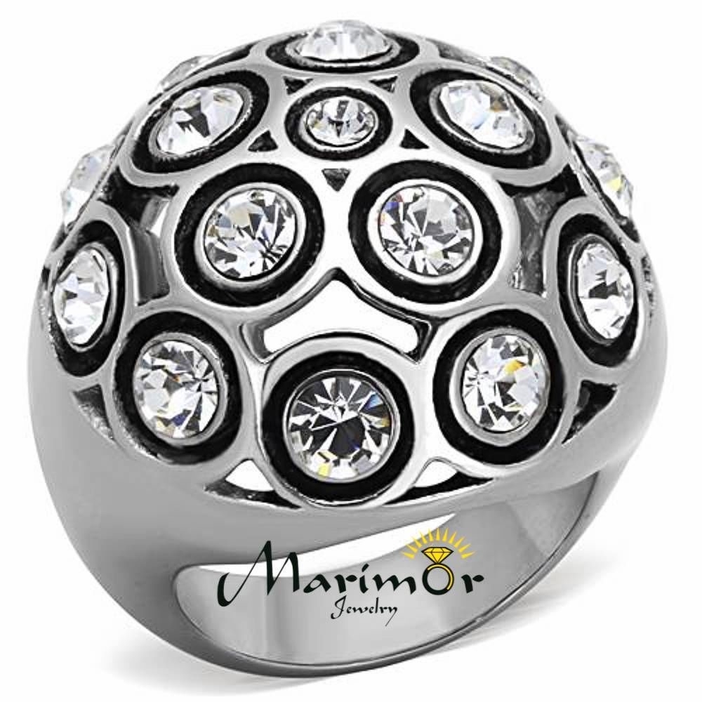 Women’s Stainless Steel 3.78 Ct Top Grade Crystal Dome Fashion Ring Size 5-10