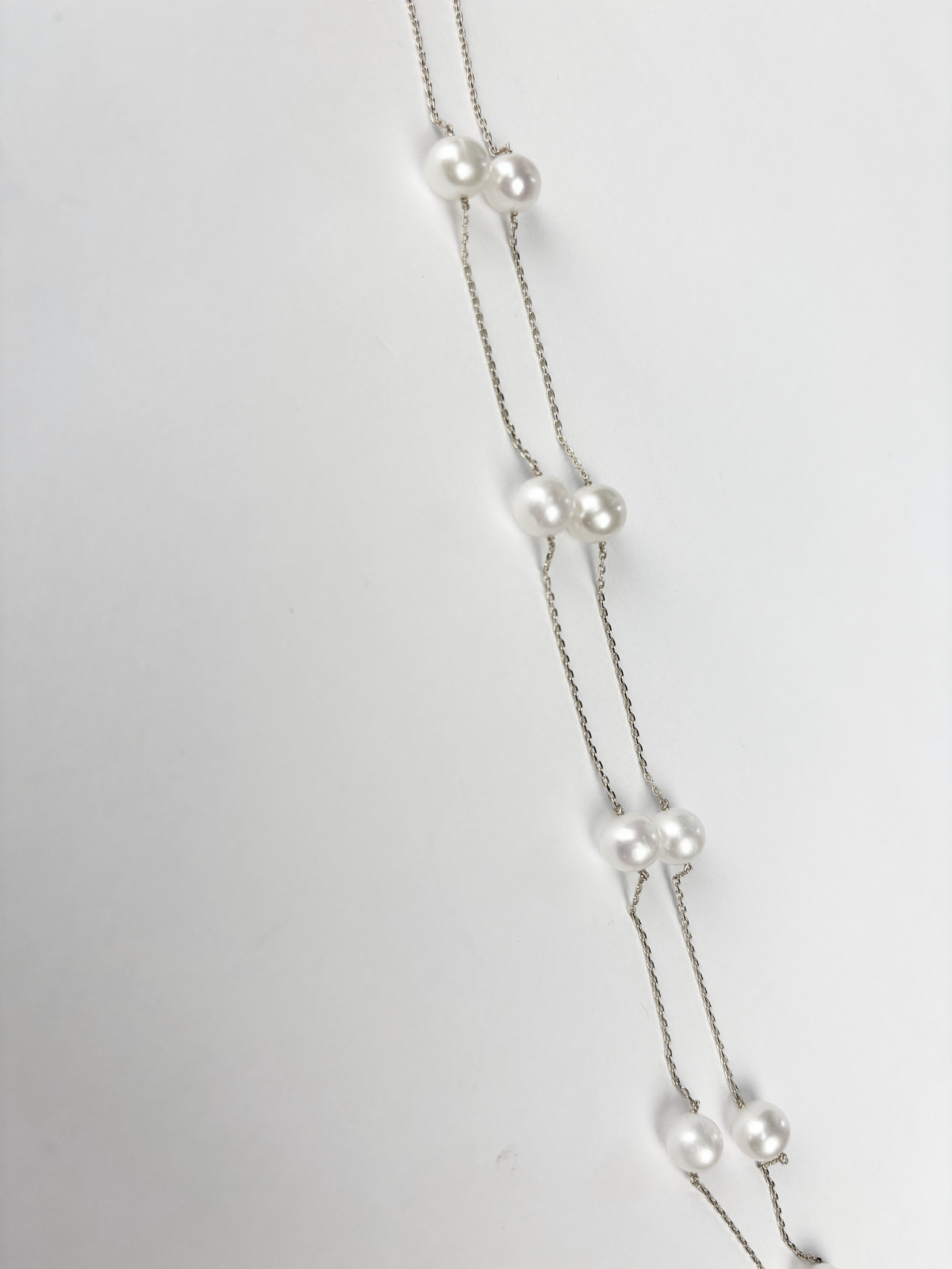 14k Yellow & White Gold Genuine White Pearls by the yard 16″& 18″ Necklace