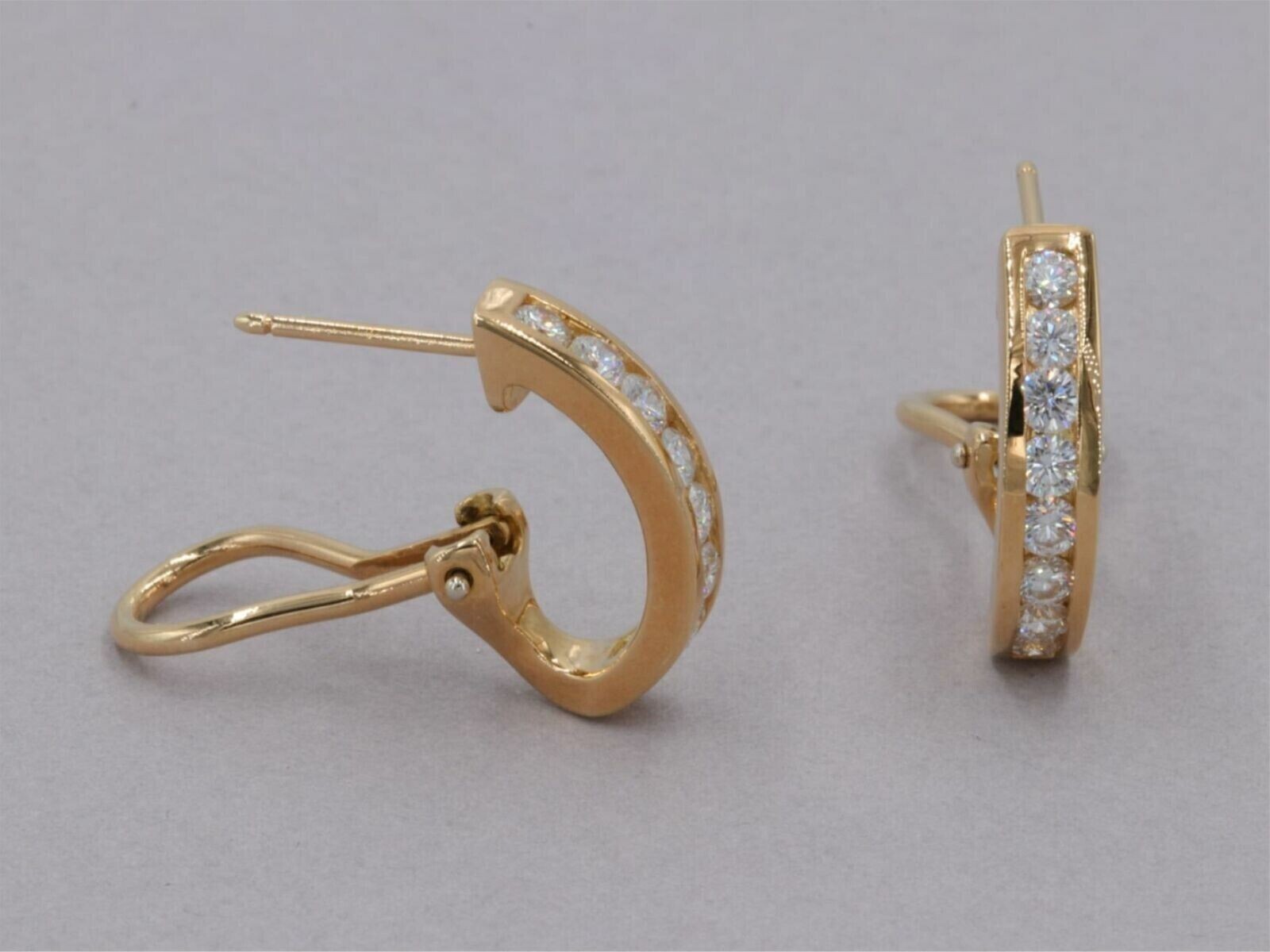 Omega Back Huggie Earrings 2Ct Round Simulated Diamond In 14K Yellow Gold Plated