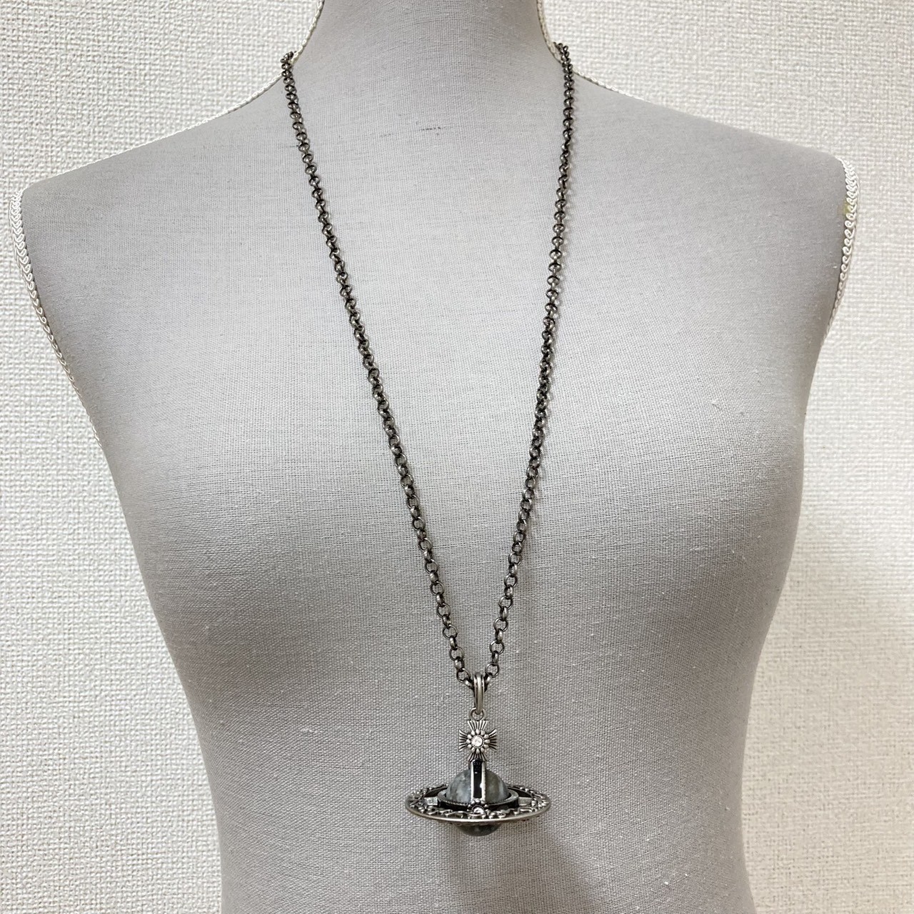 Vivienne Westwood Necklace Ornamental Small Orb Amethyst Gunmetal Gray NO BOX