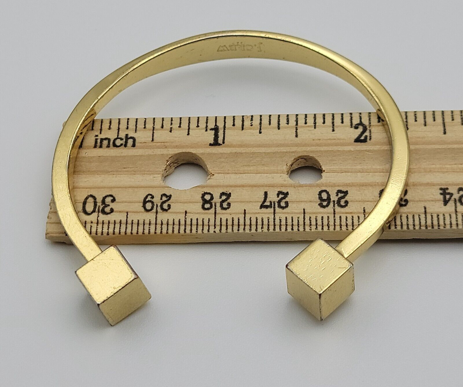 J. Crew Gold Tone Cube Charm Open Cuff Bracelet 6 Inches Size Small