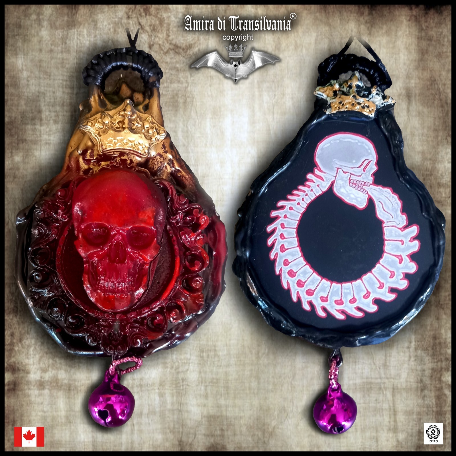 necklace talisman jewelry pendant amulet wicca ouroboros skull skeleton crown by