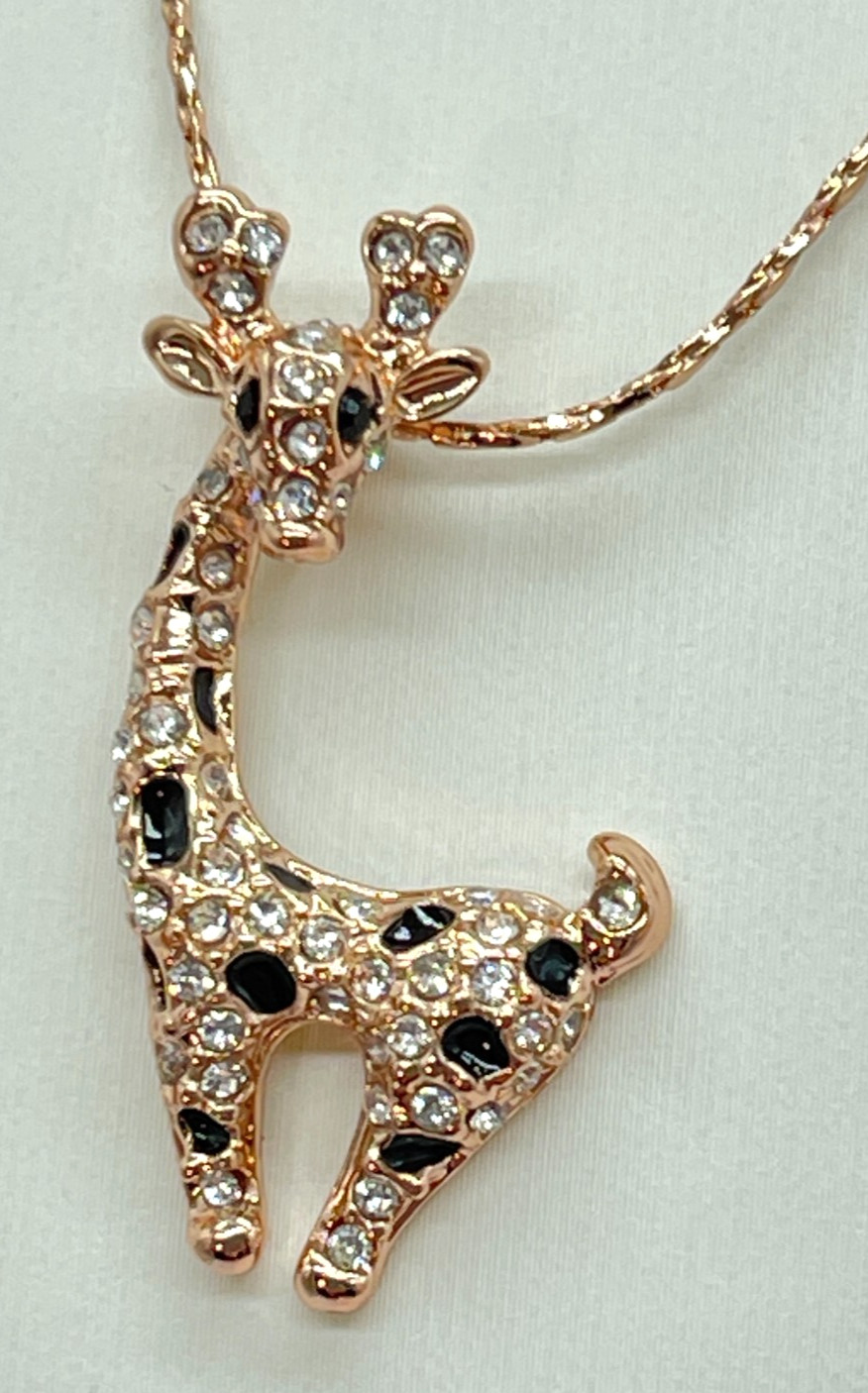 Necklace. Yellow Gold Plated Giraffe on 18 Inch Twist Chain w/2″ ext.