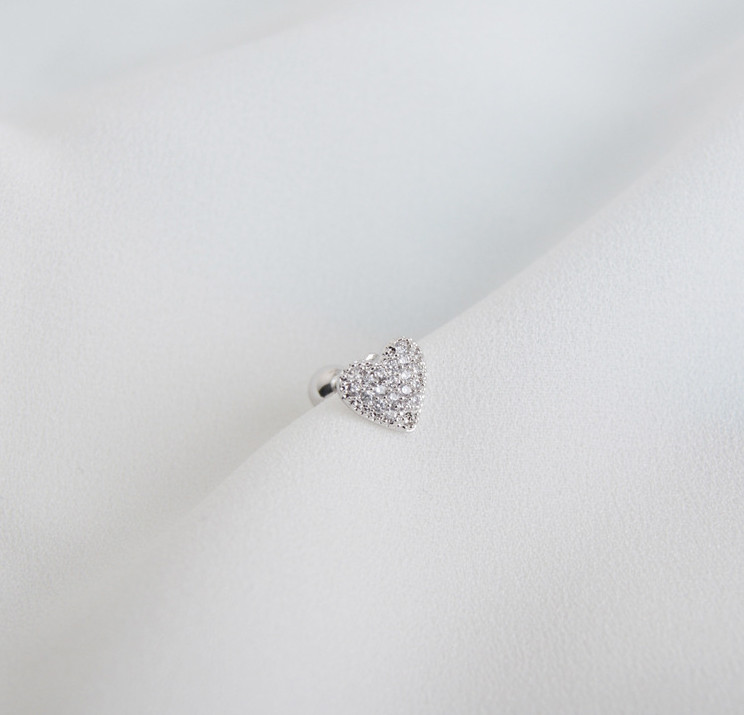 A Pair Unisex STAINLESS STEEL SCREW BACK Spade Heart EARRINGS CZ STUD Gift PE30