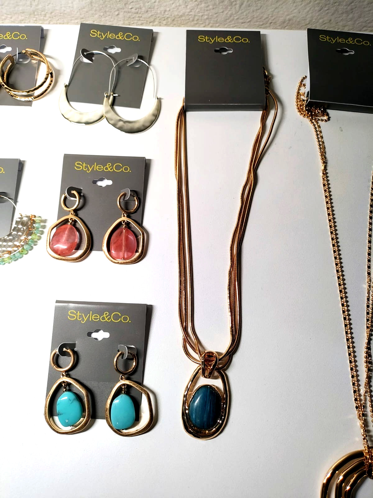 Style & Co. Jewelry Lot–Earrings & Necklaces–Gold Tone & Turquoise