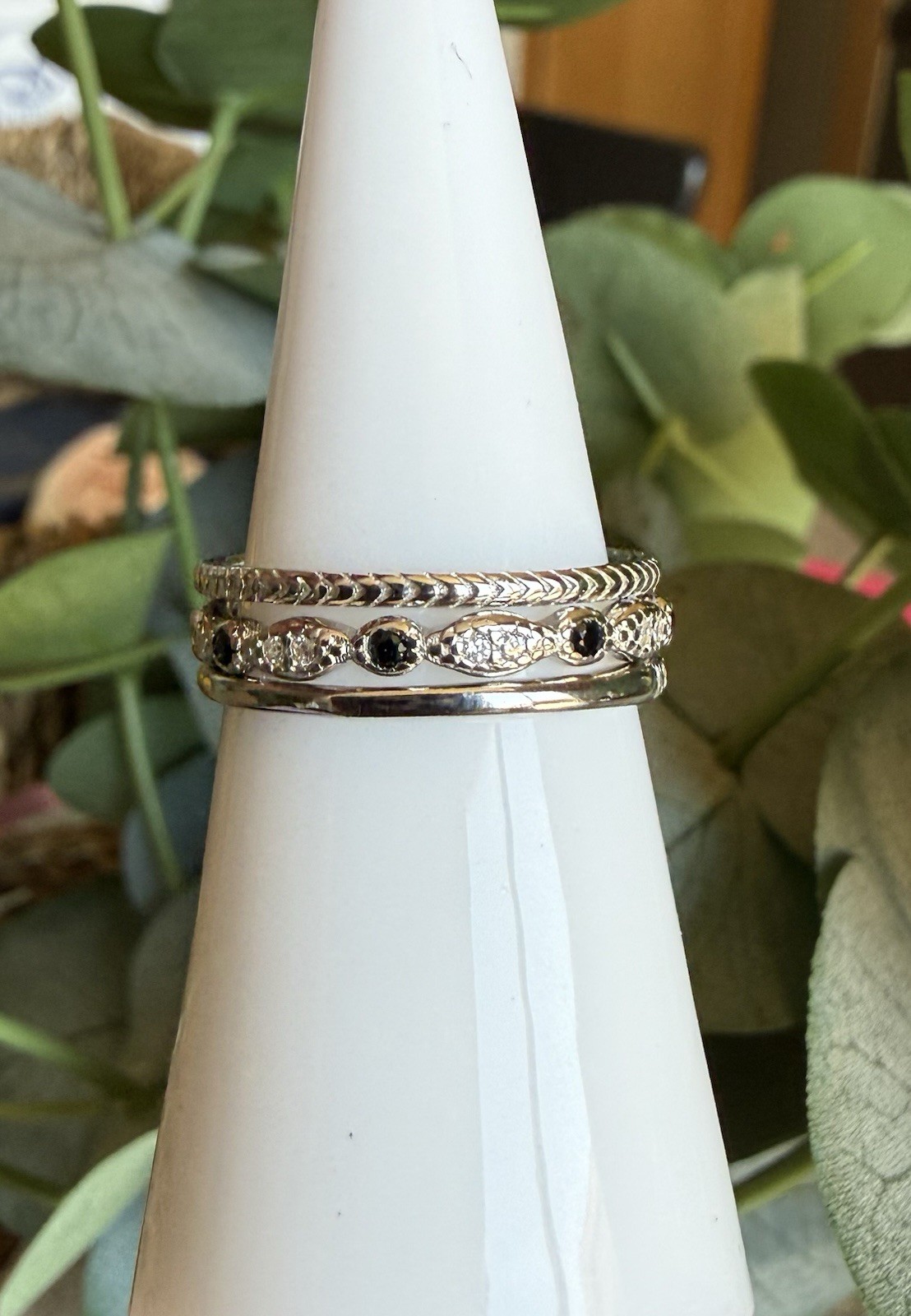 Ryze Party Stack 2025 .925 Sterling Silver Ring Size 6 Black Onyx White Frost CZ