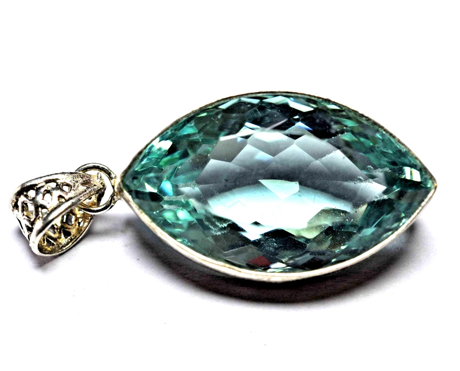 AAA Natural Smoky Blue Topaz 925 Solid Silver Marquise Cut 87.40 Ct Pendant