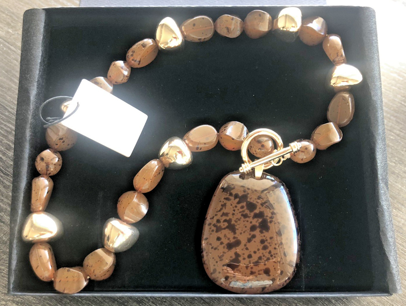 NWT Womens African Tribal Style Collar Necklace 20” Faux Amber + Free GiftBox$89