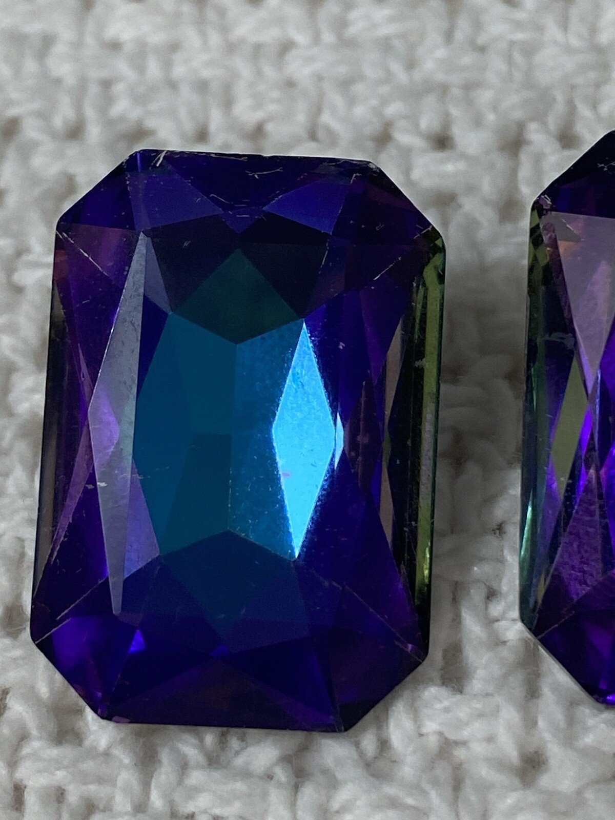Large Statement Stone Earrings Changes From Purple To A Blue Center