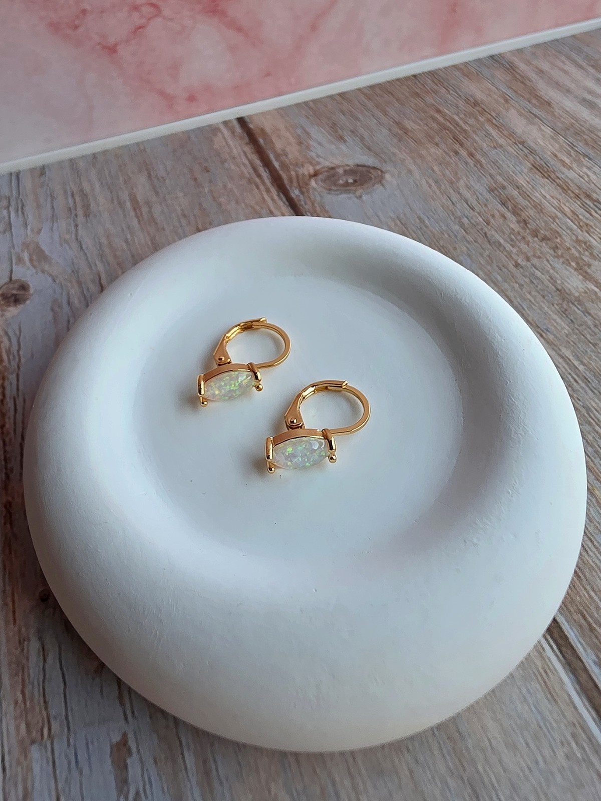 14k Yellow Gold Opal Earrings Plated October Birthstone Birthday Gifts For Women