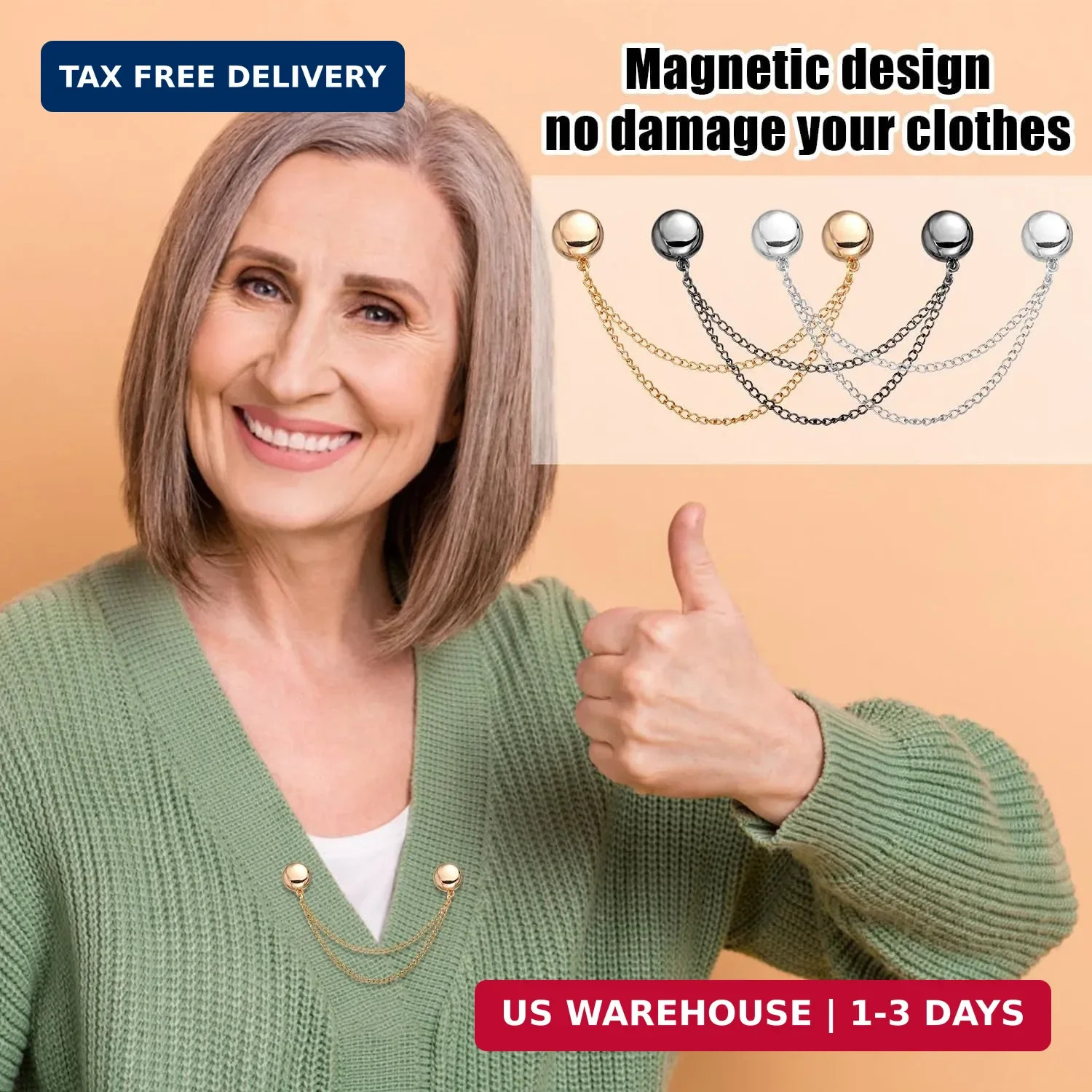 6pcs Magnetic Clothing Clips with Chain, Multi-Function Magnet Button Pins Hijab