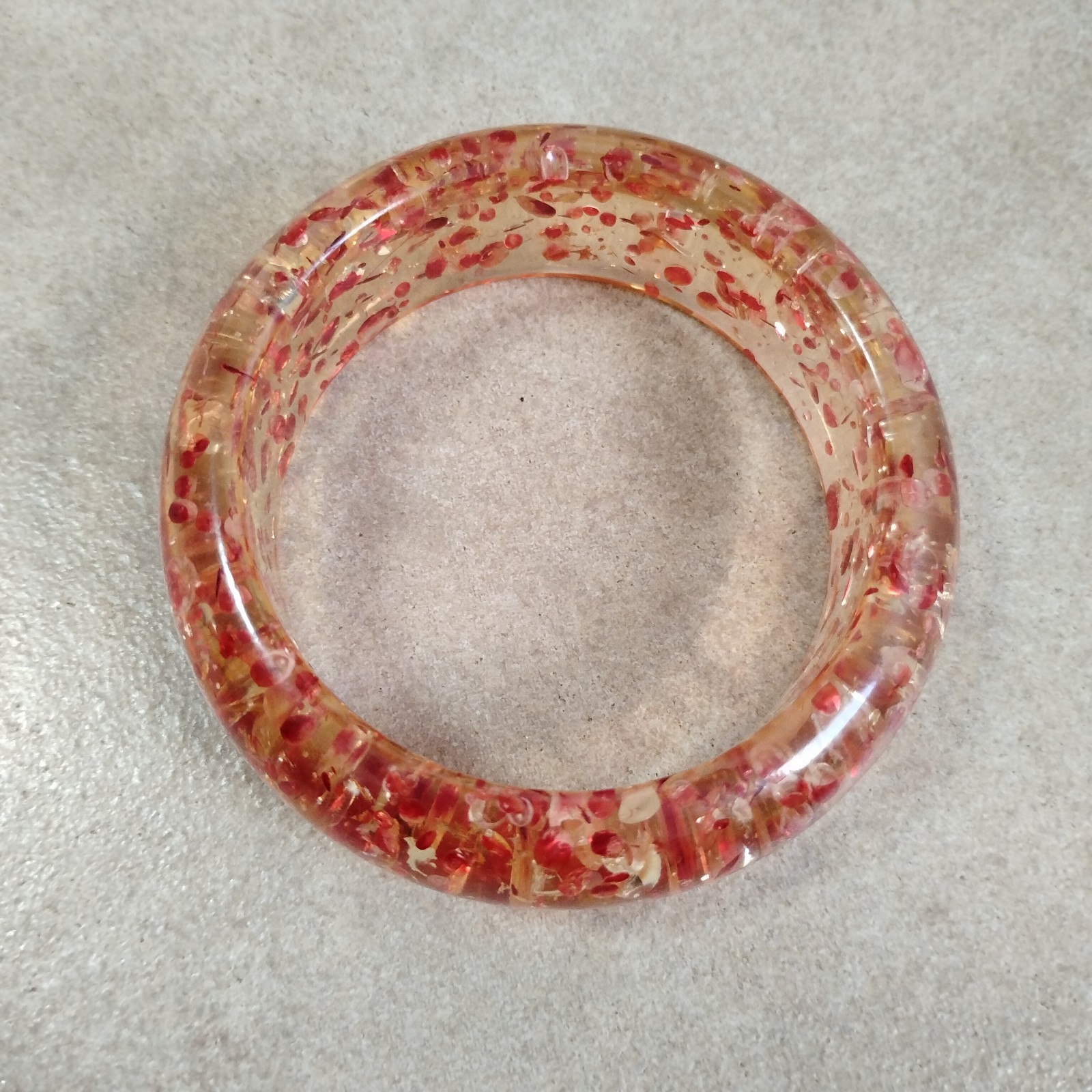 NEW Big Chunky Amber Style Clear Bangle Bracelet Sz 7.5 Plastic Resin
