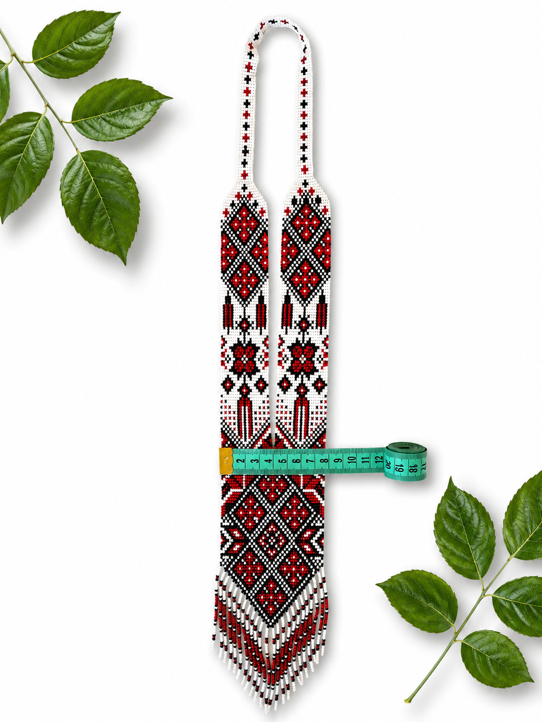 Handmade Ukrainian Gerdan Necklace Preciosa Beaded Folk Jewelry 57cm