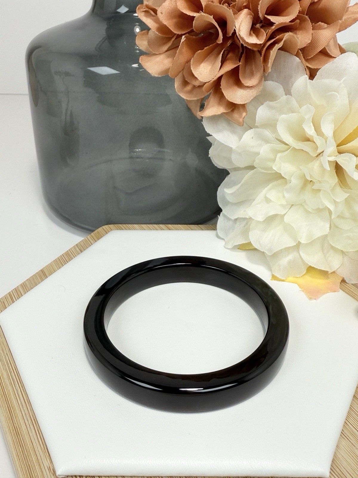 Hetian Jade Hard Bangle Size: 56.4MM Width: 9.8MM w/Certificate