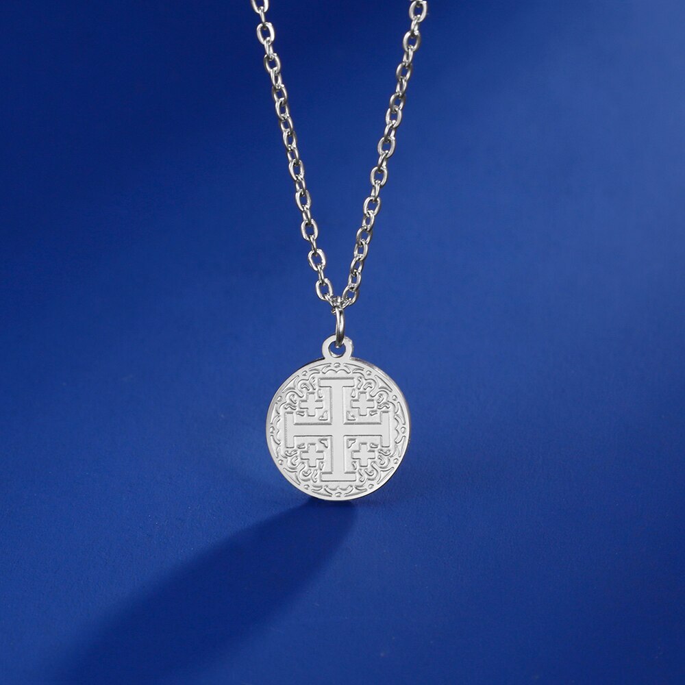 Gold Christianity Jerusalem Cross Pendant Necklace Stainless Steel Chain US