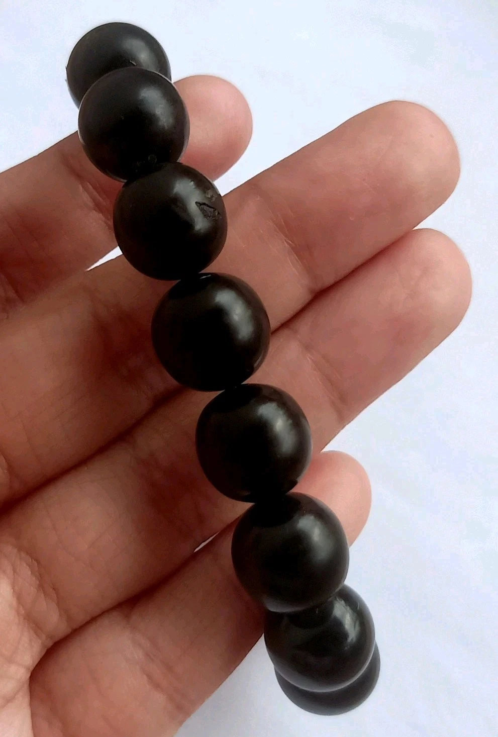 No Treatment Black Akar Bahar 12mm Natural Beads Bracelet