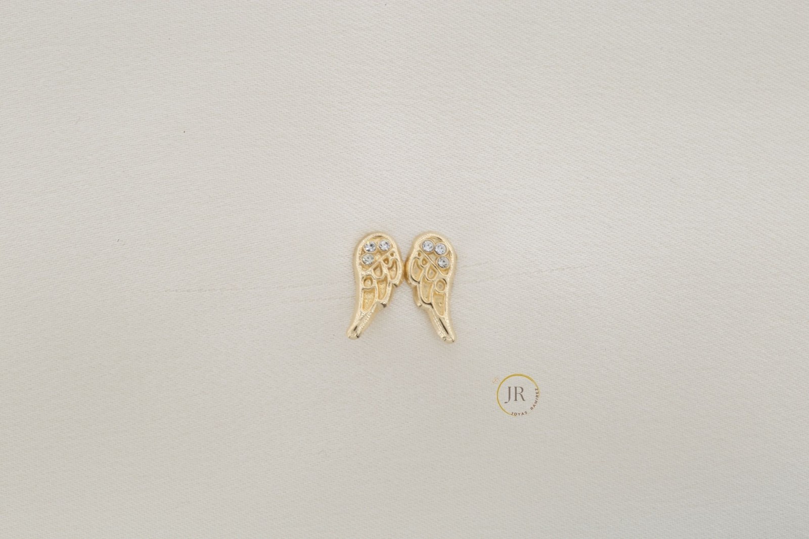 14K Solid Gold Angel Wing Earrings • Delicate Guardian Angel Studs with CZ
