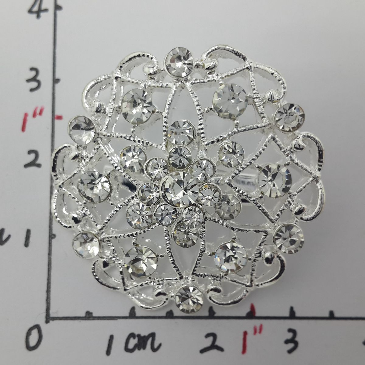 Lot32 Bulk Alloy Silver Rhinestone Crystal Flower Brooches Pins DIY Bouquet