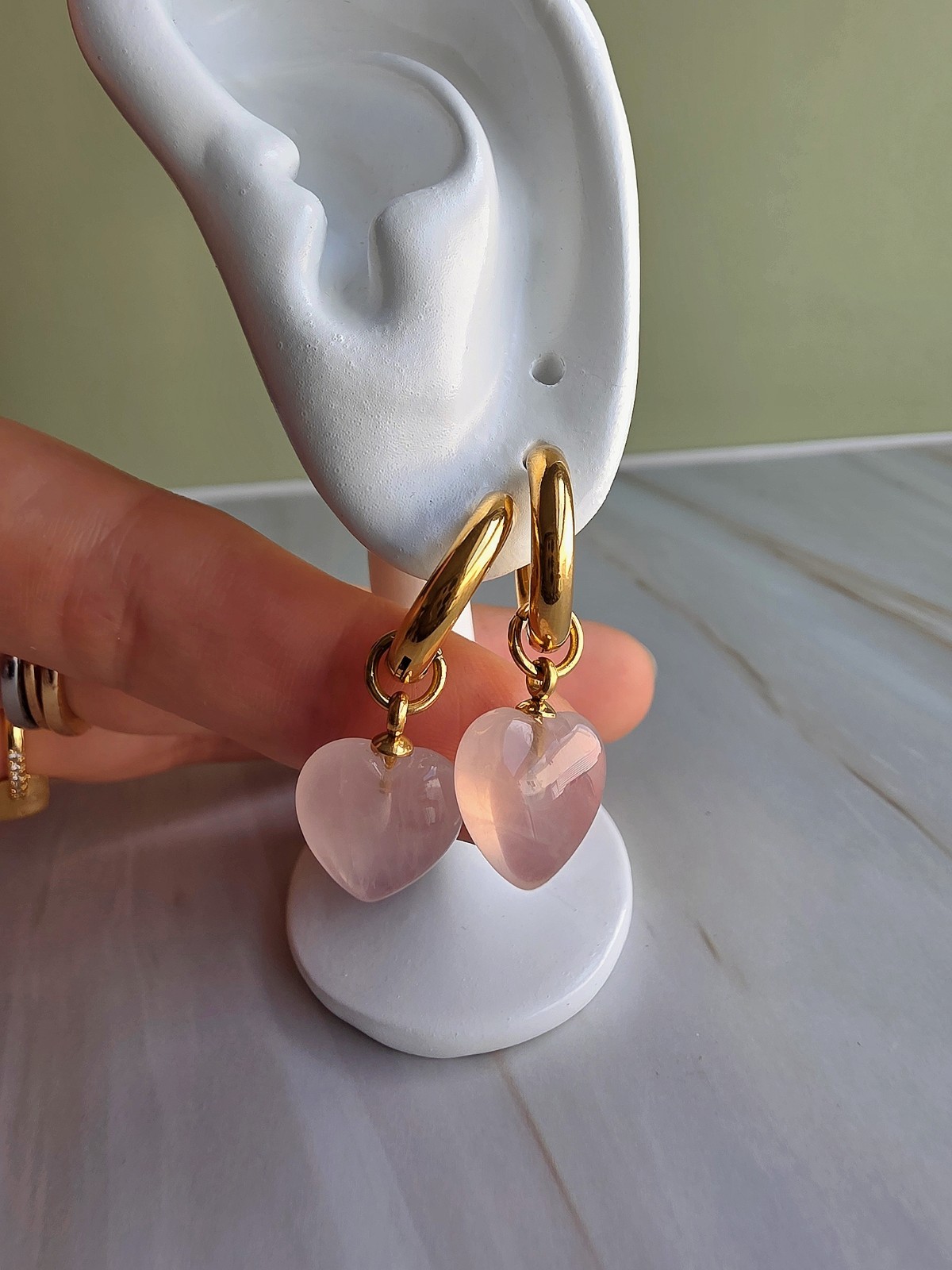 Rose Quartz Earrings 18k Gold Tarnish Free Birthday Gifts For Women