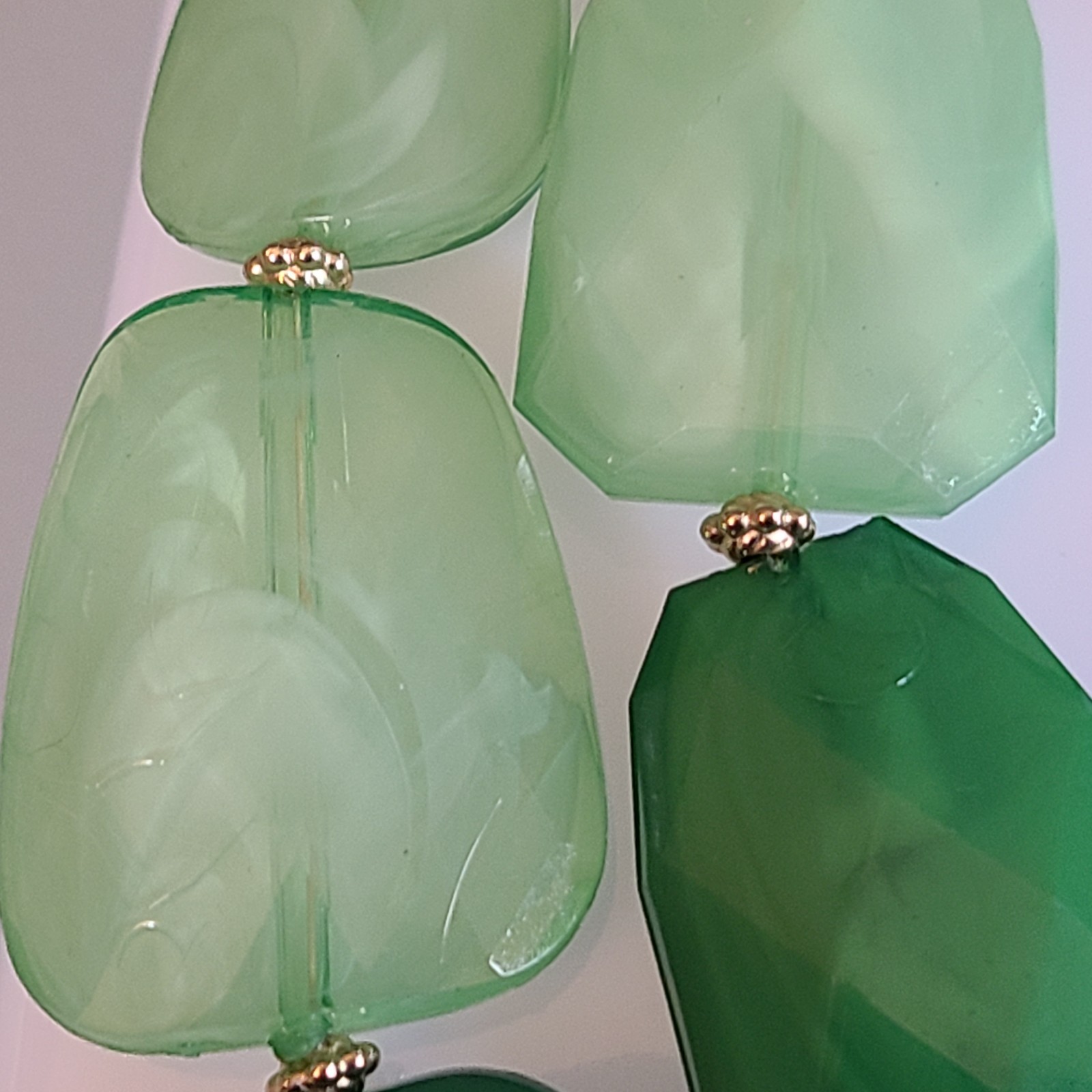 BIG CHUNKY DOUBLE STRAND FAB GREEN NECKLACE BIB WOWSER HUGE STATEMENT NECKLACE