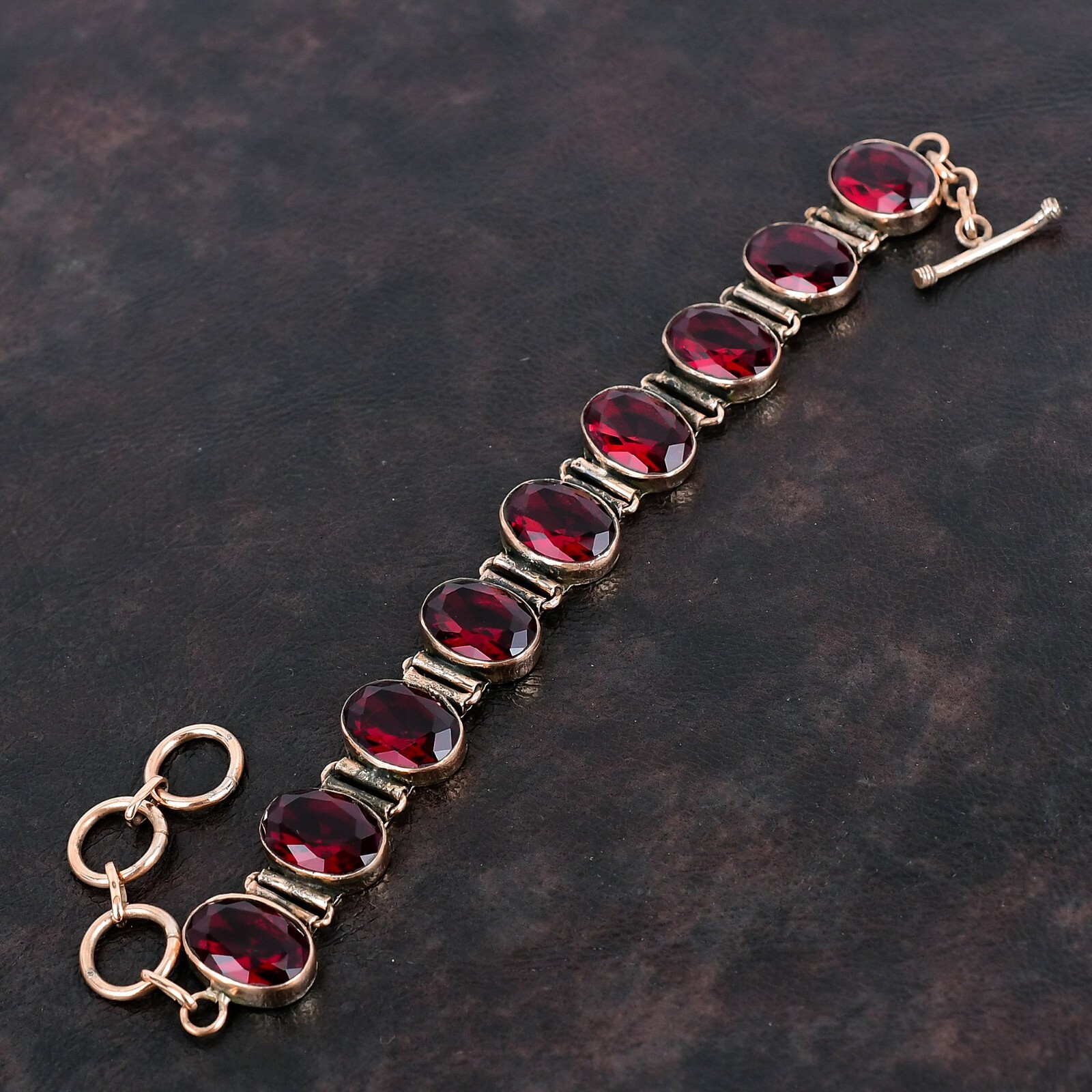 New Year Sale Copper Oval Natural Mozambique Garnet Anniversary Bracelet Jewelry