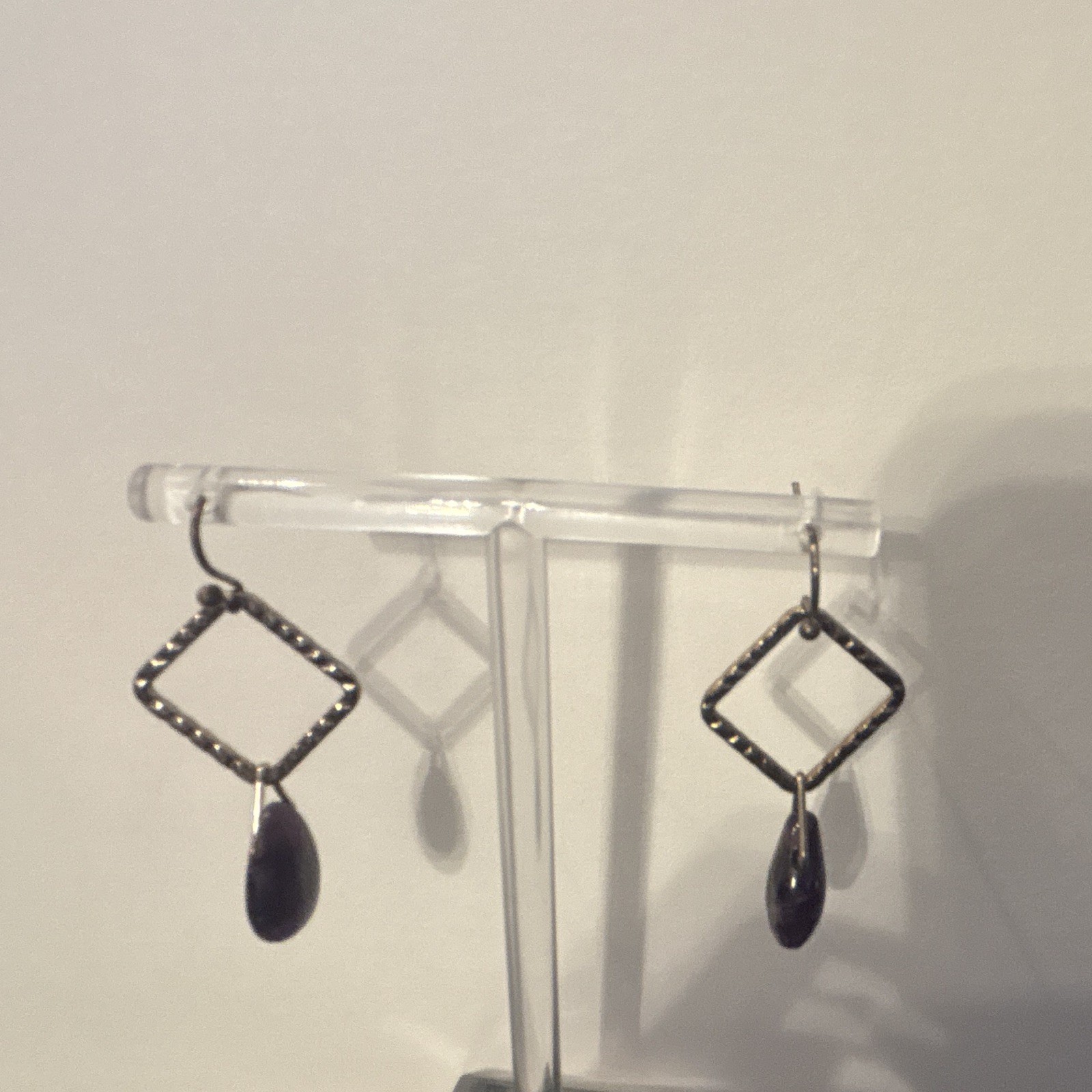 Amethyst Briolette SilverDangle Drop Hook Earrings