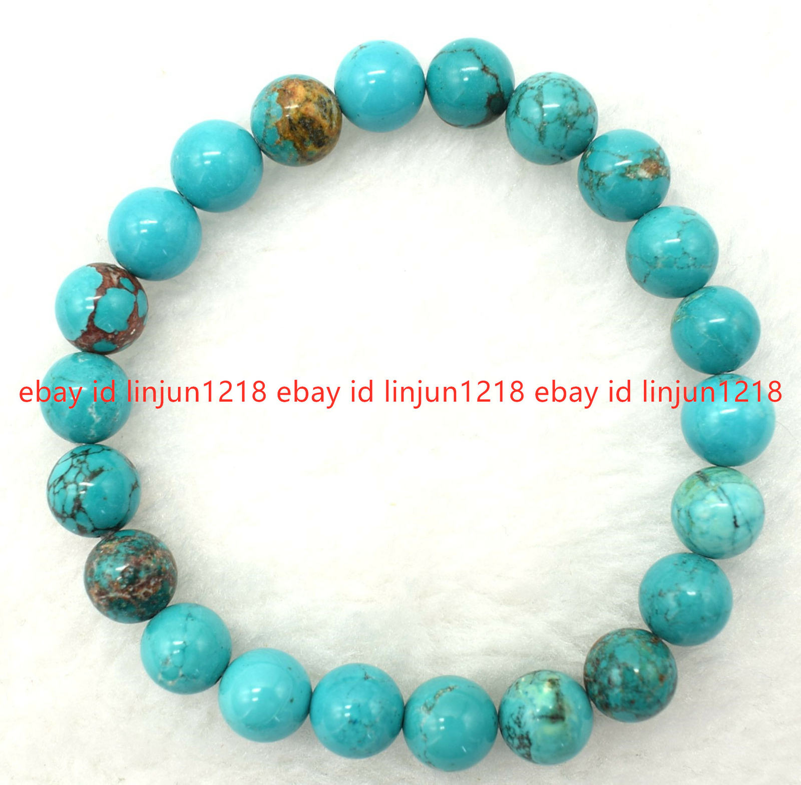 Natural 8/10/12mm Blue Turquoise Gemstone Beads Bracleet 7.5″