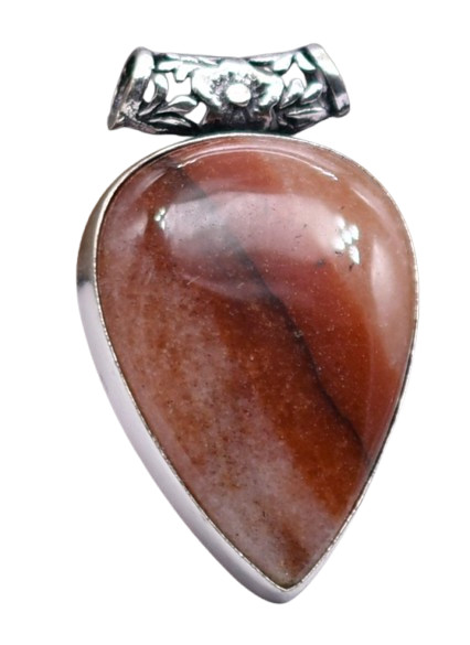 Rhodochrosite Natural Gemstone Antique Silver Plated Pendant 2″ J 2874