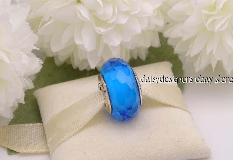 Authentic Pandora Fascinating Aqua Murano Glass Charm 791607 Retired E