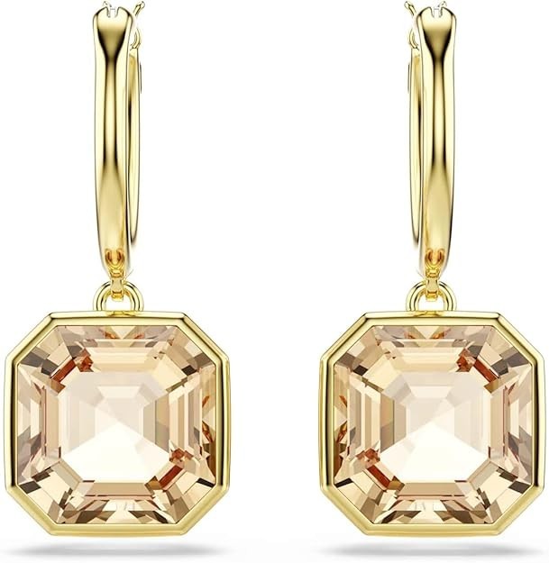 Swarovski Millenia Drop Earrings Square cut Gold Tone Finish Caramel 5731148 NEW