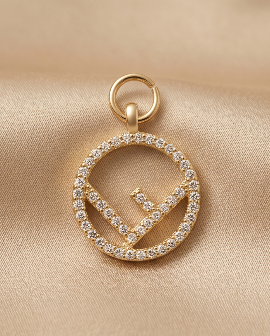 Fendi Pendant Zipper Pull silver 0.8 nch stamped