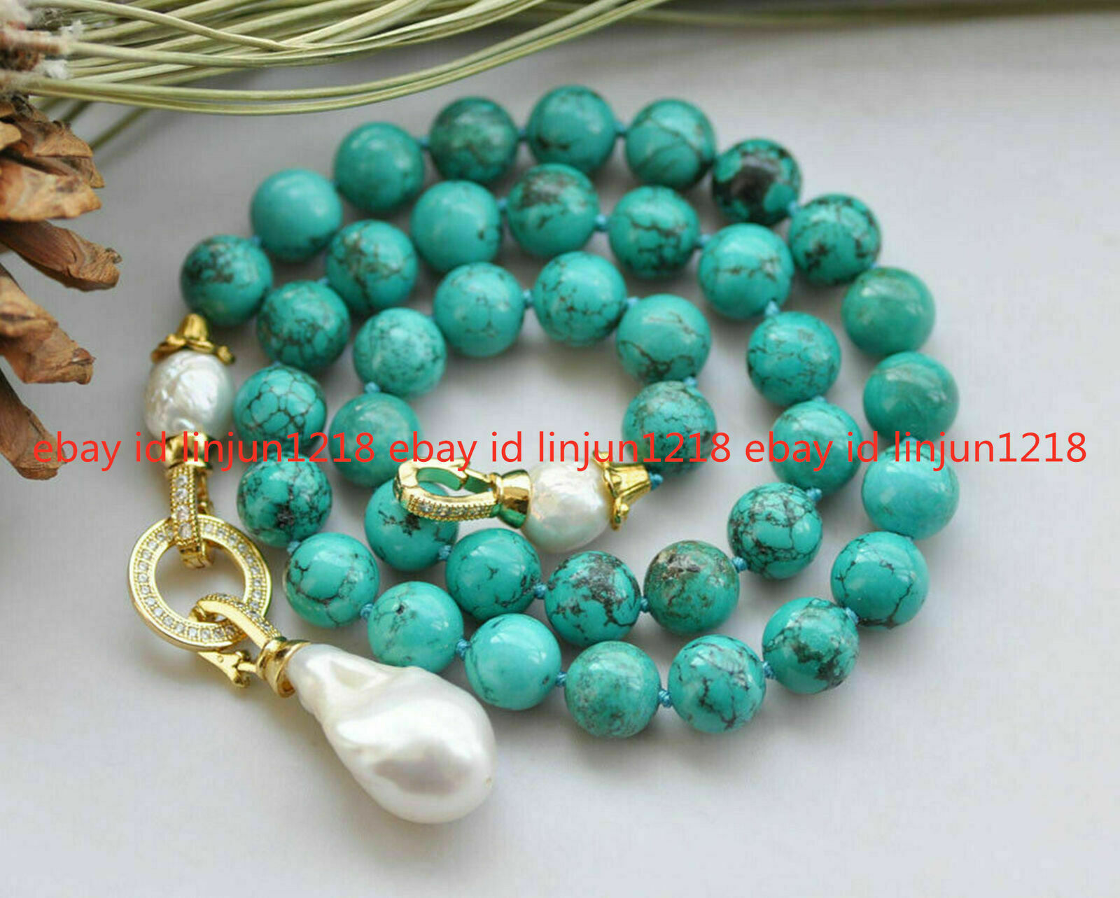 10mm Green Turquoise Natural White Keshi Baroque Pearl Pendant Necklace 16-28