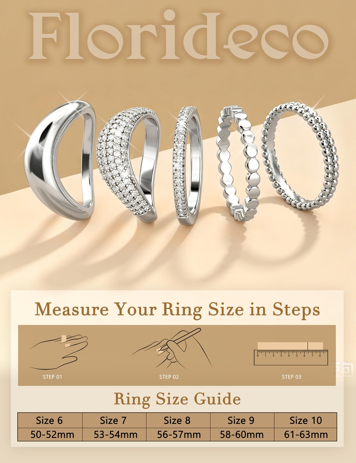 Stackable Rings for Women Non Tarnish Silver Plated Chunky Rings Dainty Cubic…
