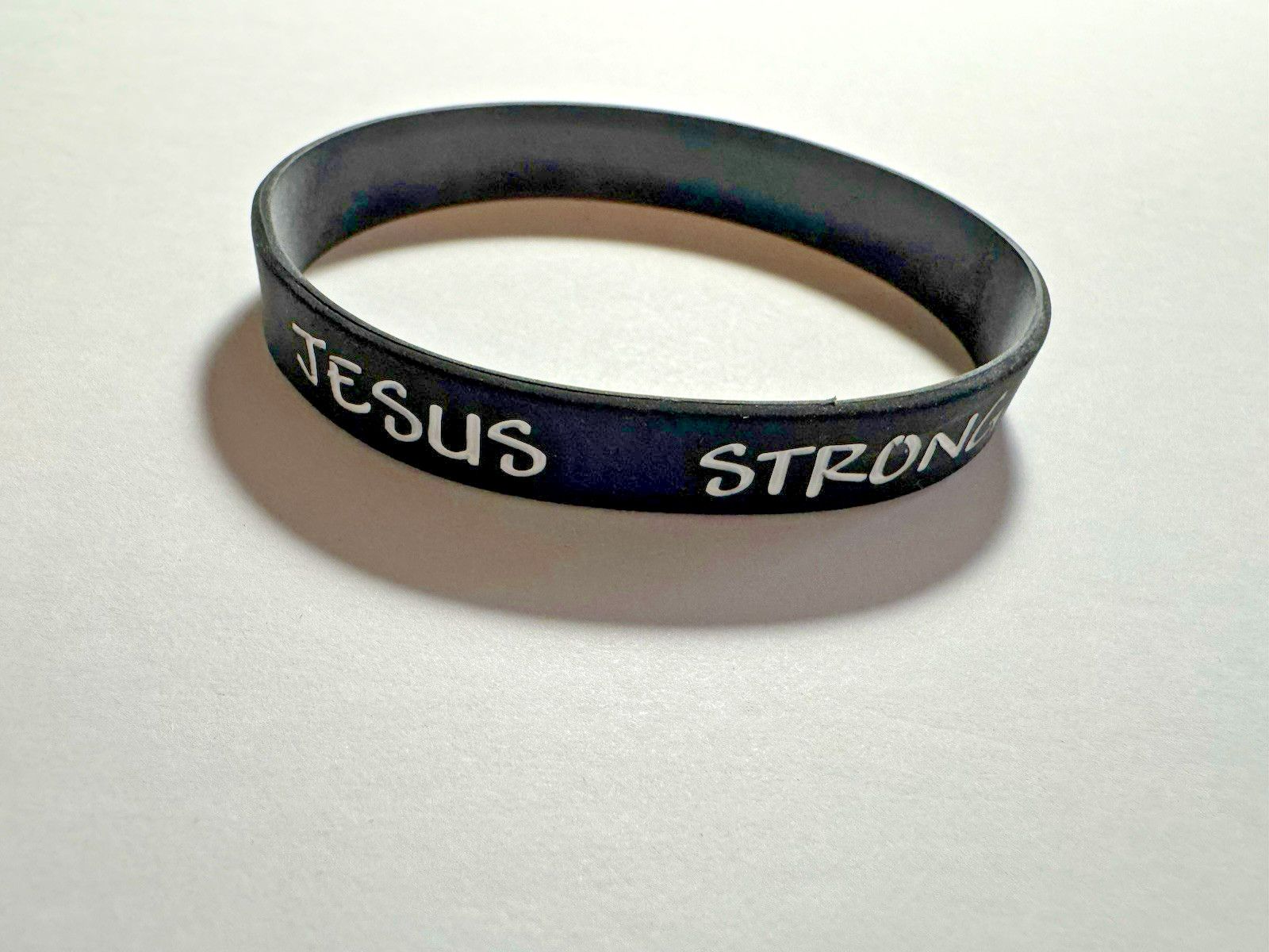 Jesus Strong Christian Wristband Black & White Double Sided Bracelet GOD BLESS