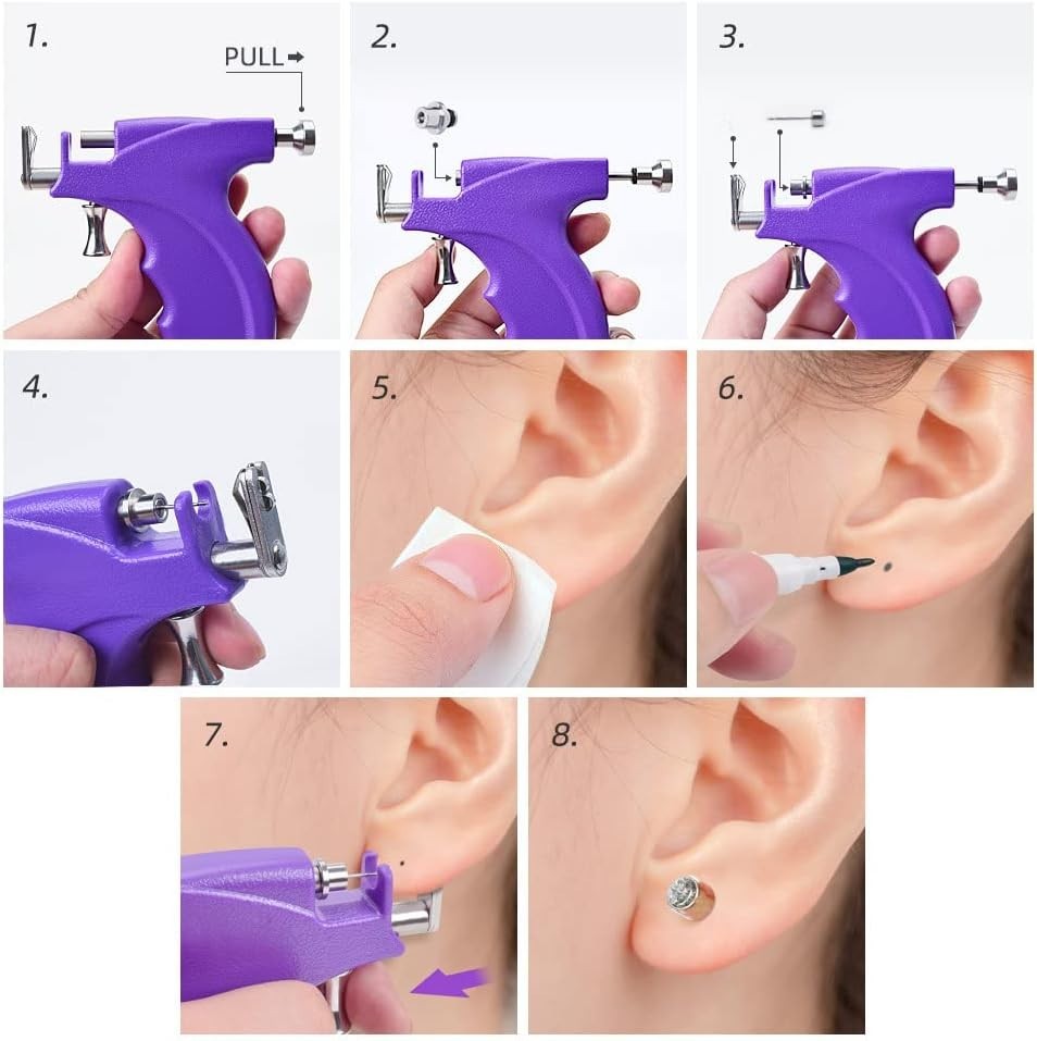 20 Pairs 4MM Ear Piercing Stud Earrings Surgical Steel Piercing Studs Earning…