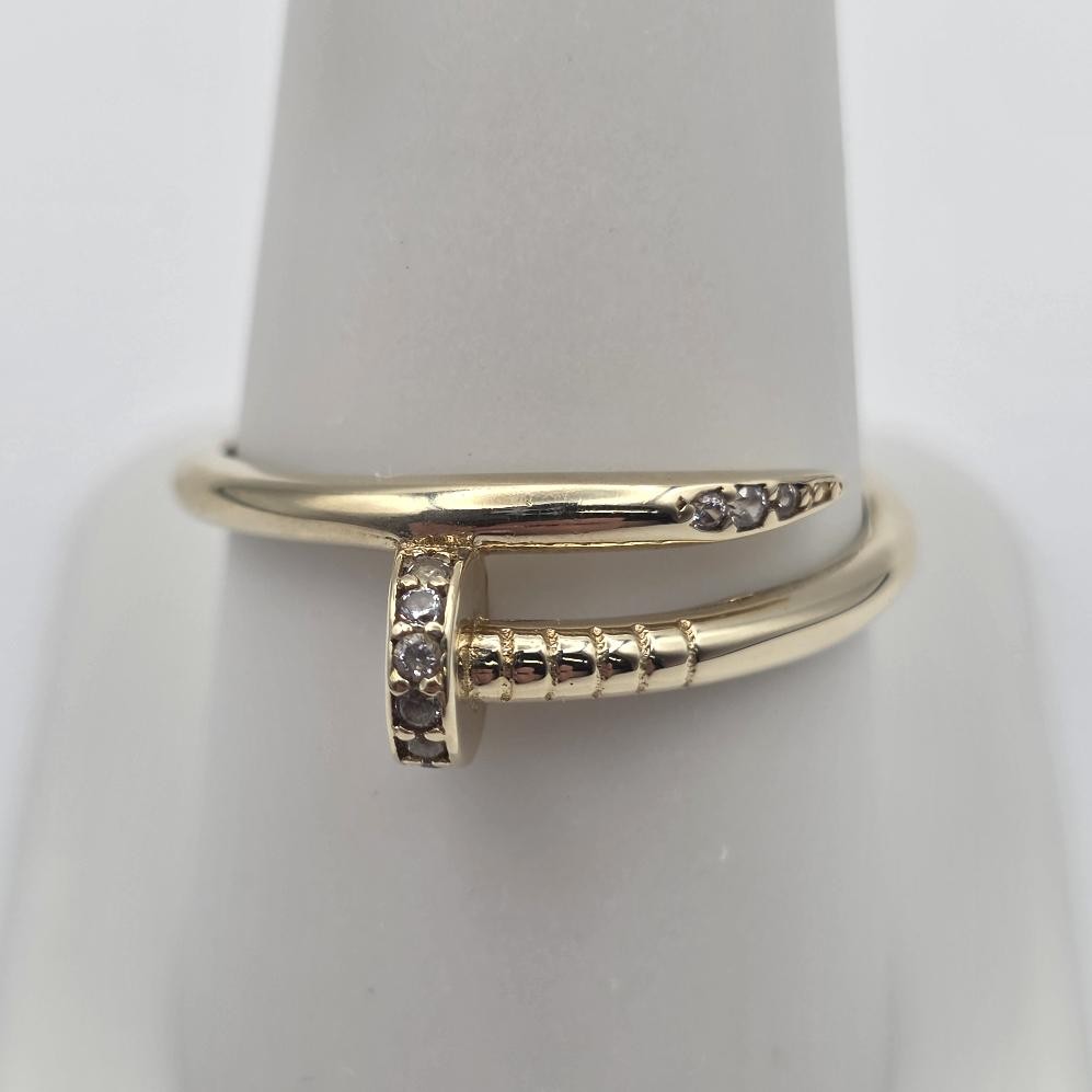 10K Yellow Gold Round Cubic Zirconia CZ Accent Unique Wrap Illusion Ring sz 9.5