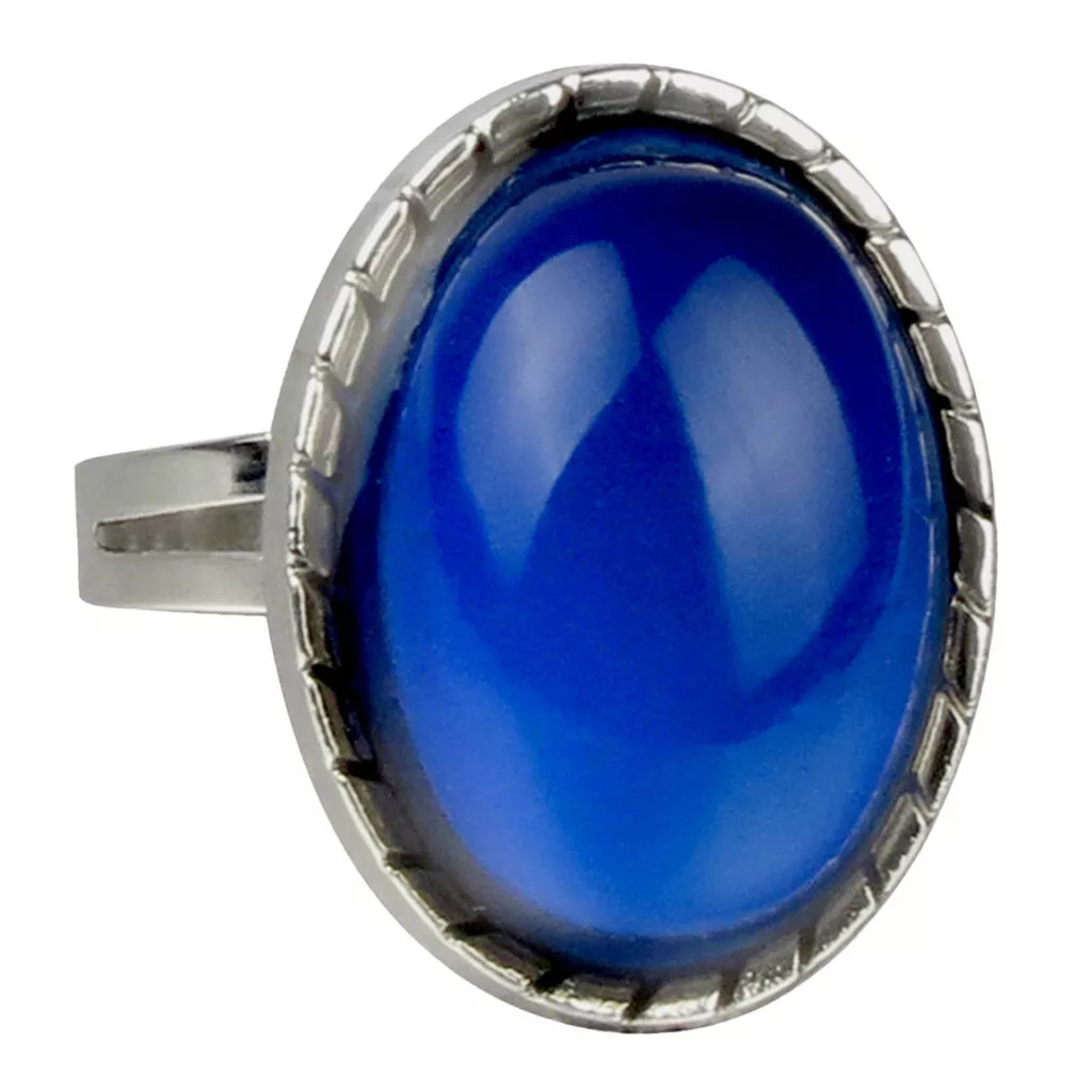 Oval Mood Ring Temperature Change Color Emotion Feeling Silver R45