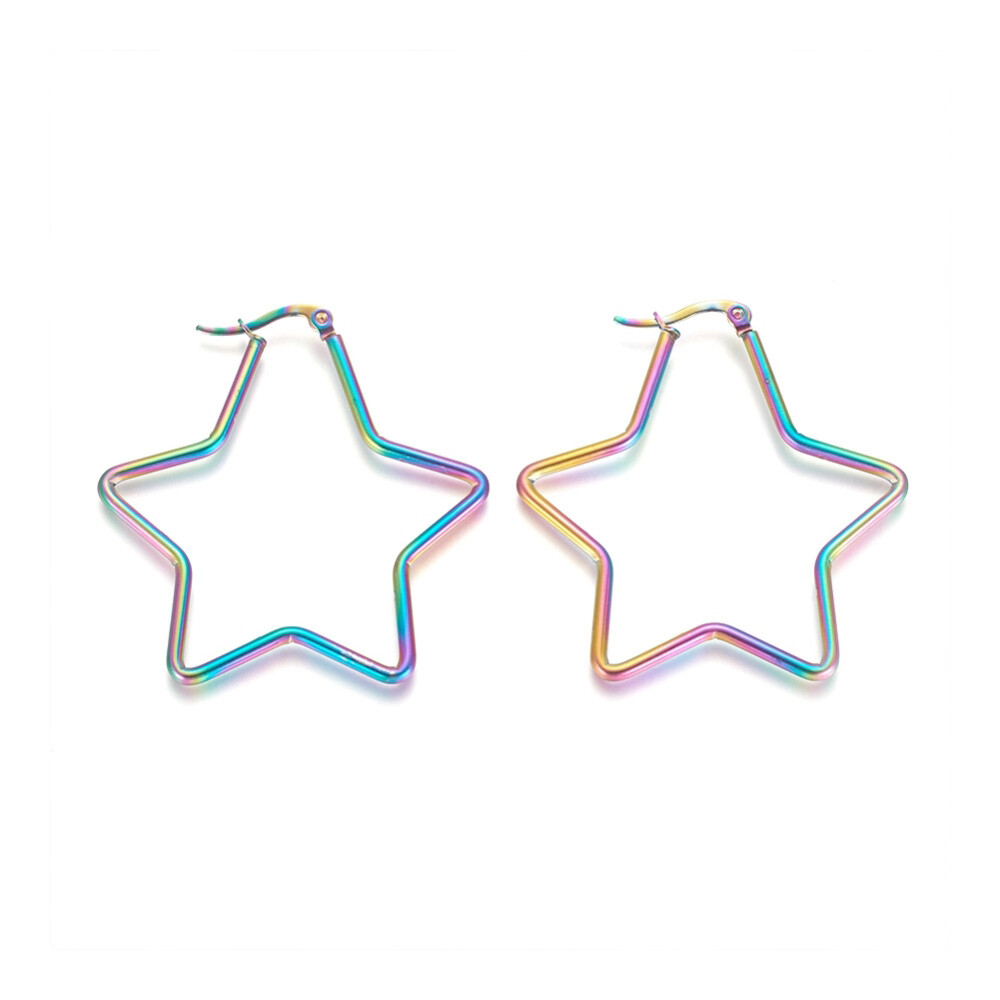 Stainless Steel Hoop Earrings Star 12 Gauge 46.5×45.5 2mm Pin: 1×0.6mm A199