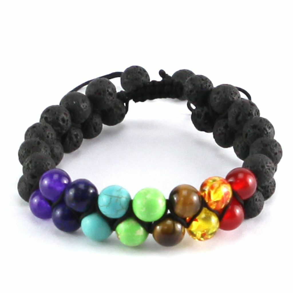 Natural Stone Bead 7 Chakra Healing Bracelet Braided Yoga Reiki Energy Bangle