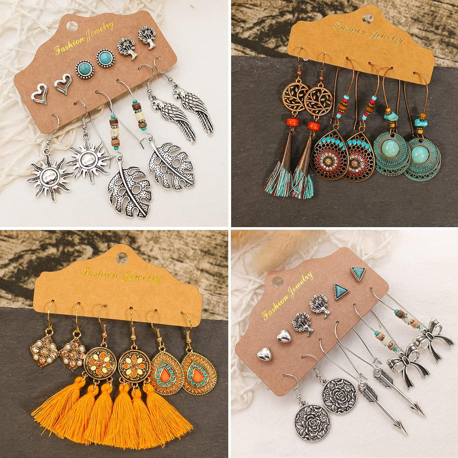 45 Pairs Boho Vintage Drop Dangle Earrings Set for Women, Fashion Bohemian Earri