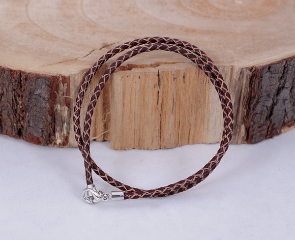 Silver 3mm Braided Genuine Leather Cord Necklace/Bracelet Steeling Lobster Clasp