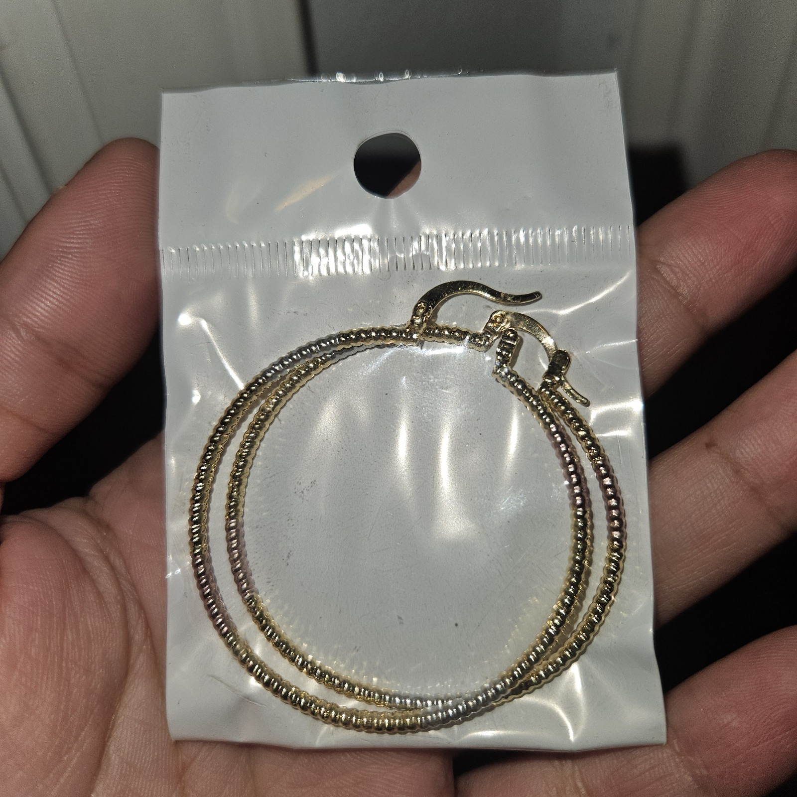 Tri Colored Hoop Earrings Gold, Silver, Rose Gold